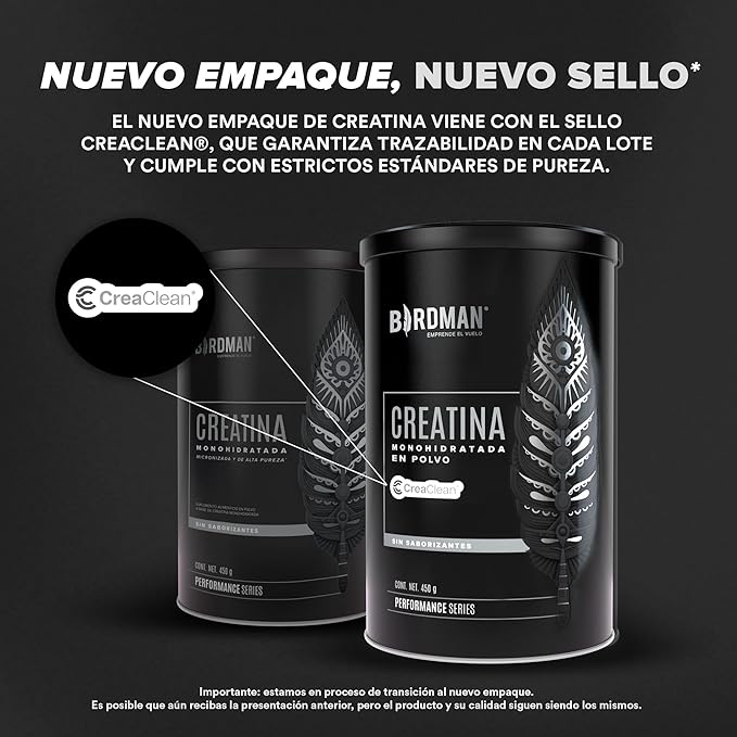 Birdman Creatina Monohidratada de Alta Pureza En Polvo Sin Sabor, Preworkout, Alto Rendimiento | 90 Servicios | 450g.