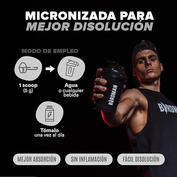 Birdman Creatina Monohidratada de Alta Pureza En Polvo Sin Sabor, Preworkout, Alto Rendimiento | 90 Servicios | 450g.