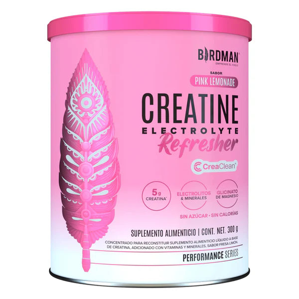 Birdman Creatine Refresher| Sabor Pink Lemonade | Creatina Monohidratada con Electrolitos, Magnesio y Vitaminas | Sin Azúcar, Sin Calorías | Saborizantes y Endulzantes Naturales | 30 Porciones | 300g