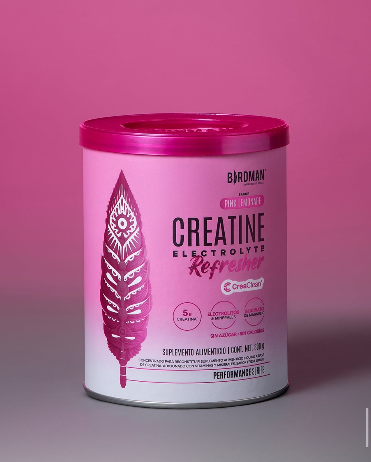 Birdman Creatine Refresher| Sabor Pink Lemonade | Creatina Monohidratada con Electrolitos, Magnesio y Vitaminas | Sin Azúcar, Sin Calorías | Saborizantes y Endulzantes Naturales | 30 Porciones | 300g