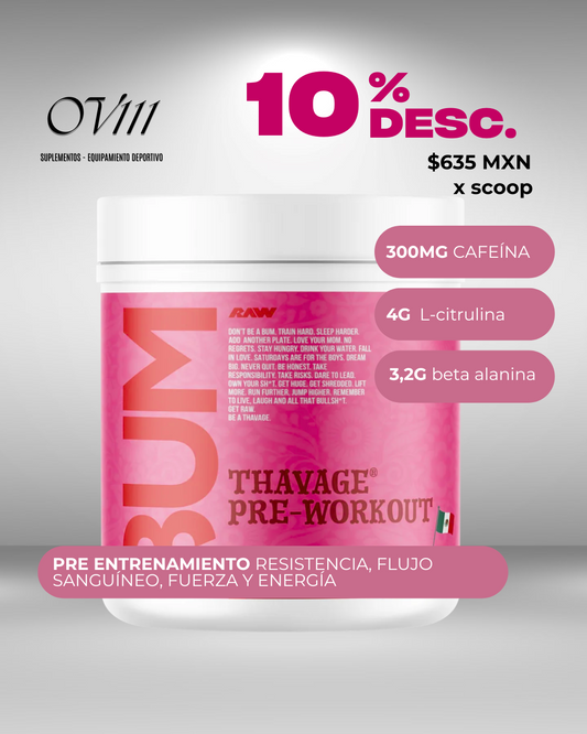 RAW PRE ENTRENO CBUM THAVAGE PRE-WORKOUT 40 SERVICIOS SABOR JAMAICA