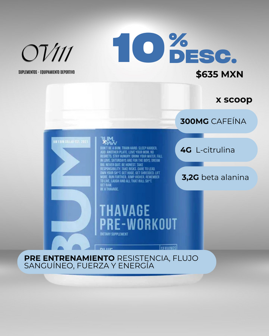 RAW PRE ENTRENO CBUM THAVAGE PRE-WORKOUT 40 SERVICIOS SABOR BLUE RASPBERRY