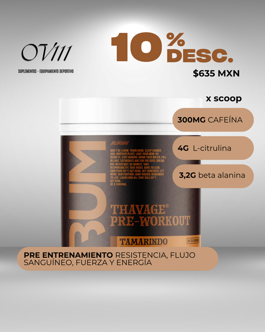 RAW PRE ENTRENO CBUM THAVAGE PRE-WORKOUT 40 SERVICIOS SABOR TAMARINDO