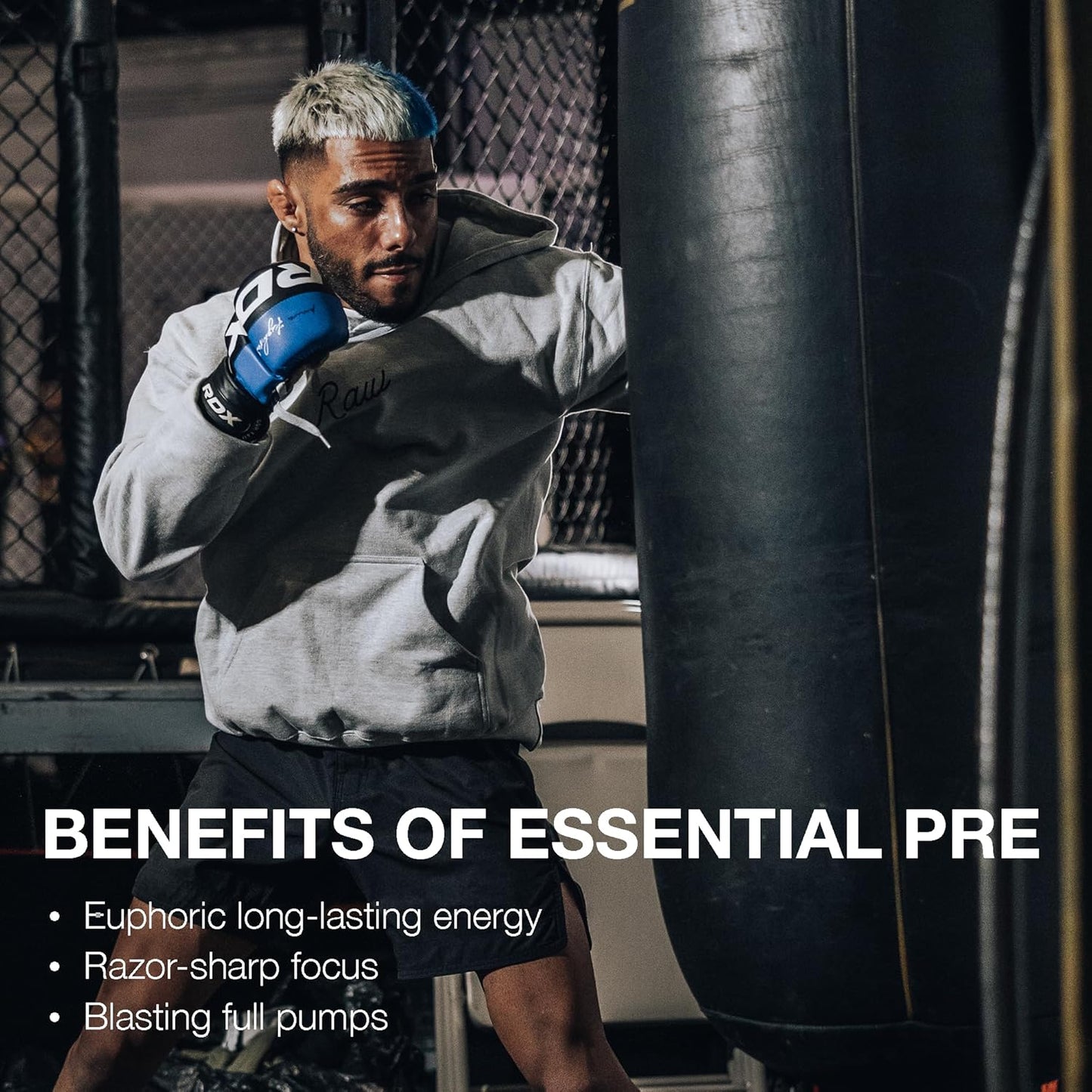 Raw cbum essential pre workout pre entrenamiento 30 servicios sabor blue raspberry