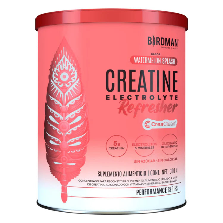Birdman Creatine Refresher  | Sabor WaterMelon Splash | Creatina Monohidratada con Electrolitos, Magnesio y Vitaminas | Sin Azúcar, Sin Calorías | Saborizantes y Endulzantes Naturales| 30 Porciones | 300g