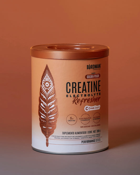 Birdman Creatine Refresher| Sabor Golden Peach | Creatina Monohidratada con Electrolitos, Magnesio y Vitaminas | Sin Azúcar, Sin Calorías | Saborizantes y Endulzantes Naturales | 30 Porciones | 300g